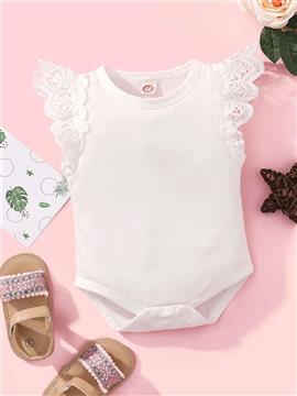 Baby Girl Guipure Lace Trim Bodysuit