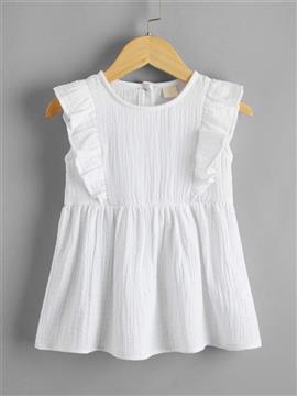 Baby Girl Ruffle Trim Button Back Smock Dress