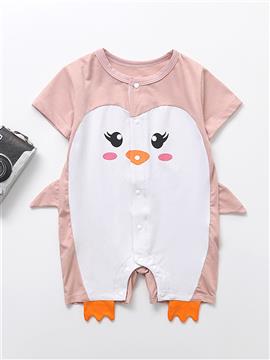 Baby Girl Short-sleeved Penguin Print Romper