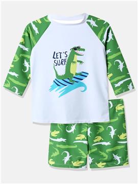 Boys Crocodile Print Two Piece Swimsuit