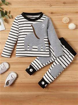 Boys Striped Elephant Print Suit