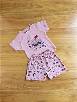 Girl Bear Print T-Shirt and Shorts