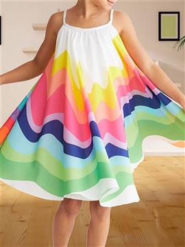 Girl Printed Color Sling Dress