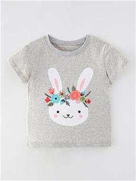 Girls Cartoon Print Short Sleeve T-shirt