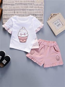 Girls Sweet Cute Short-sleeved Top Shorts Suit